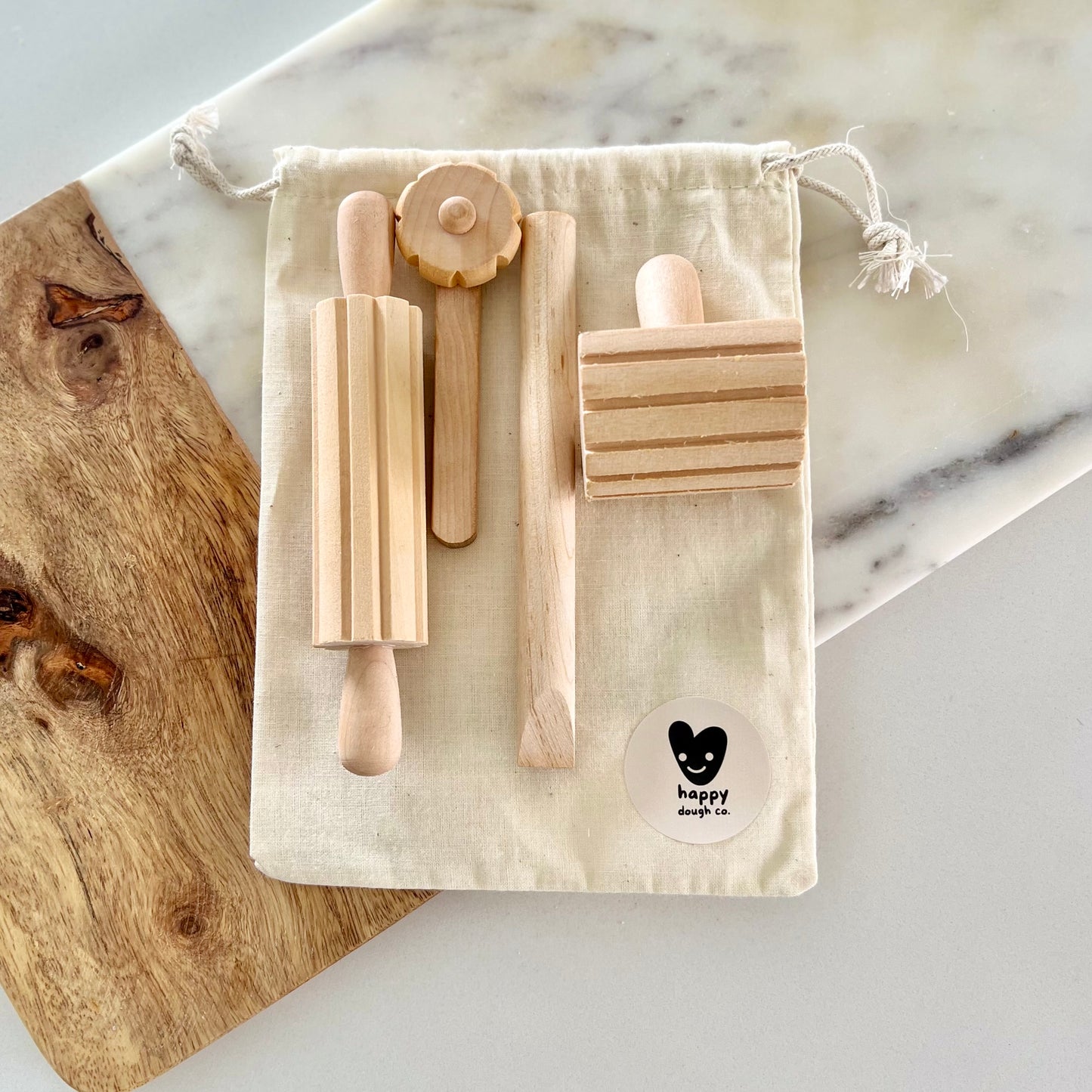 4-piece wooden dough tool kit