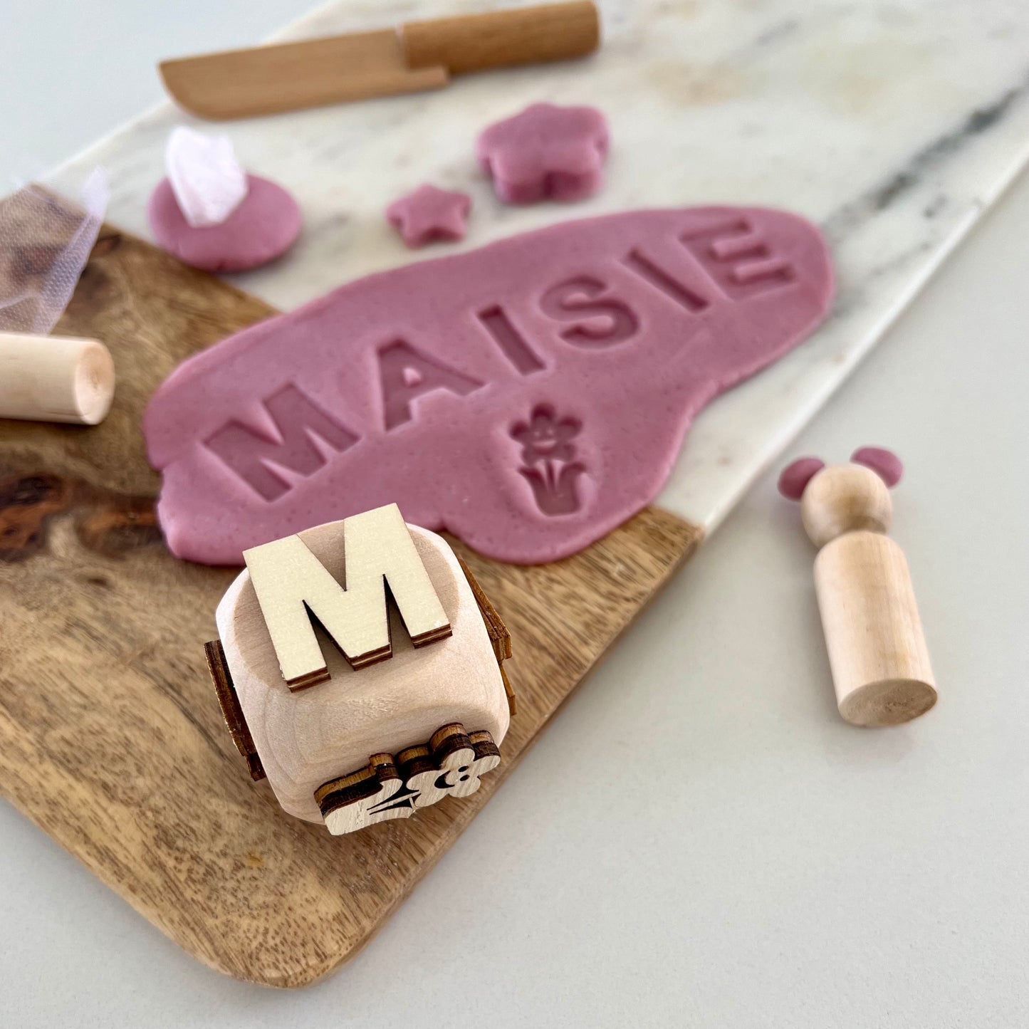 Custom name play dough stamp