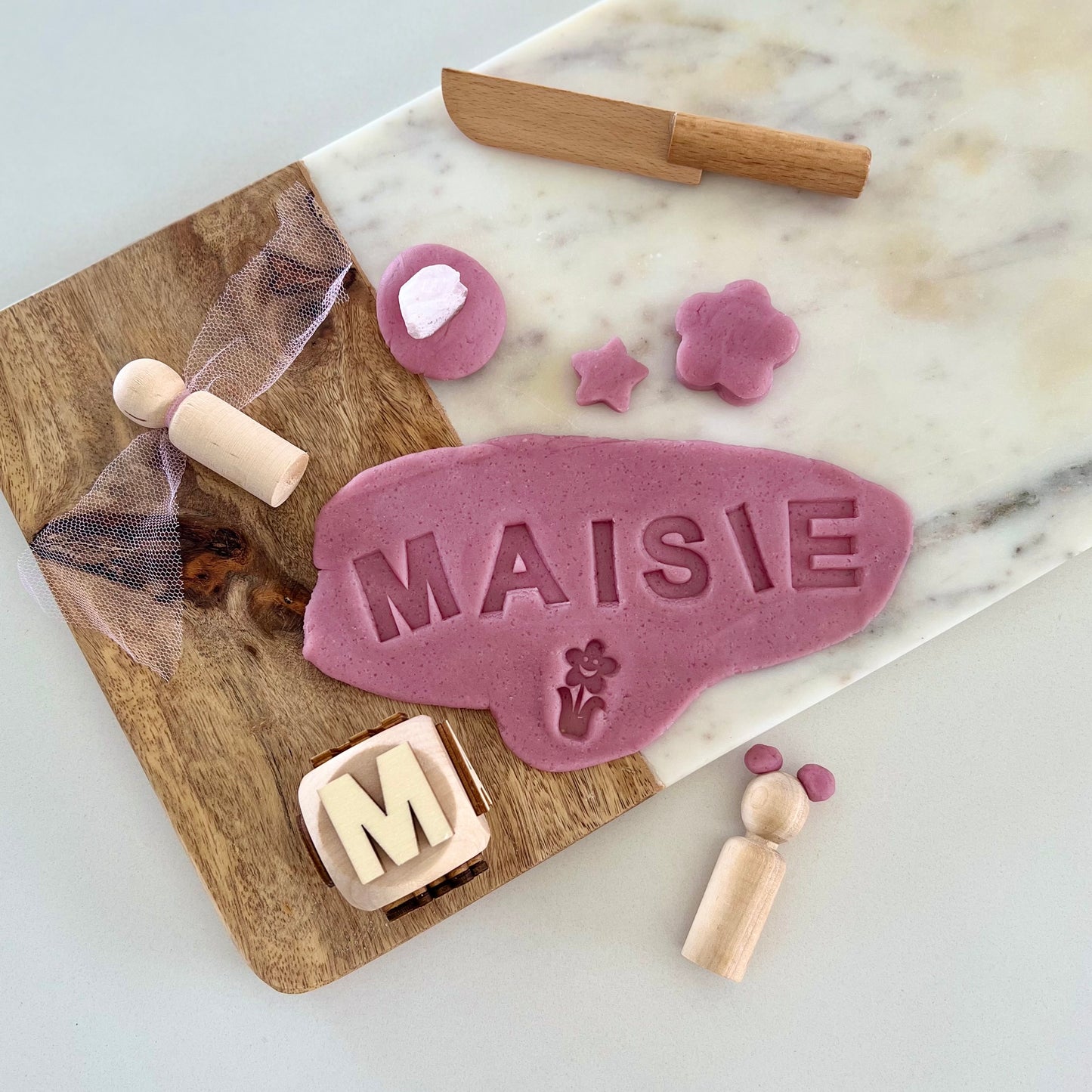 Custom name play dough stamp