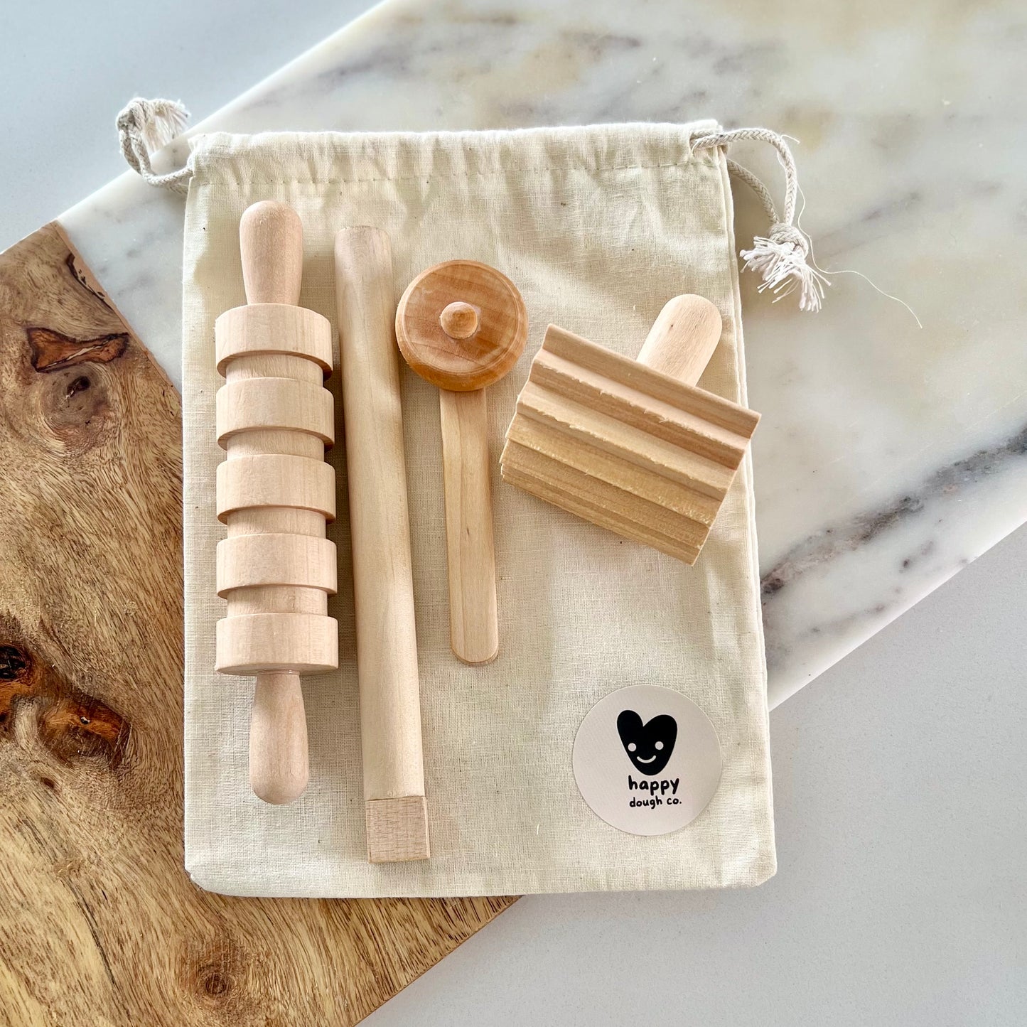 4-piece wooden dough tool kit