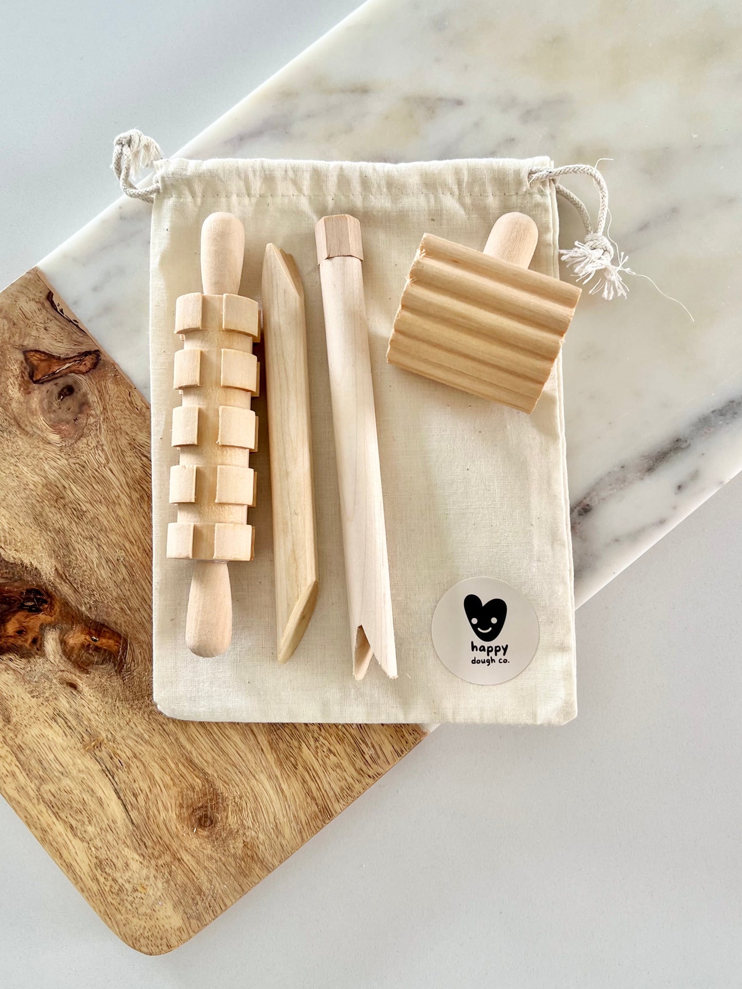 4-piece wooden dough tool kit